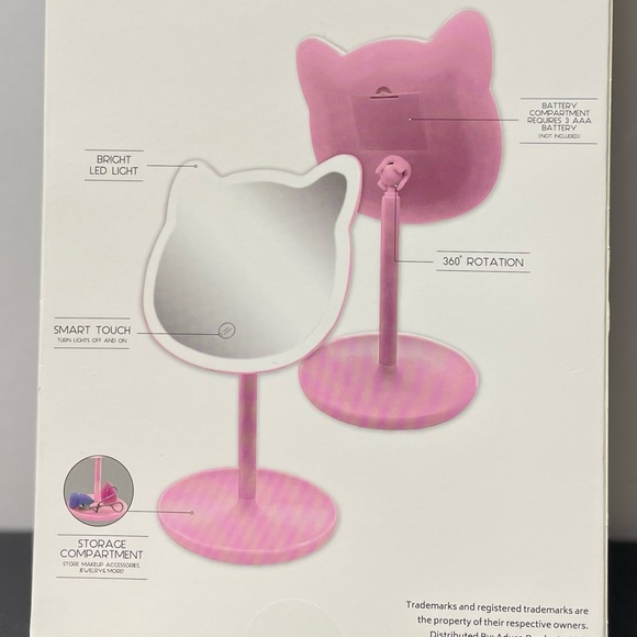 URBAN BUTTERFLY VANITY MIRROR KITTY SHAPED PINK - Picture 6 of 8